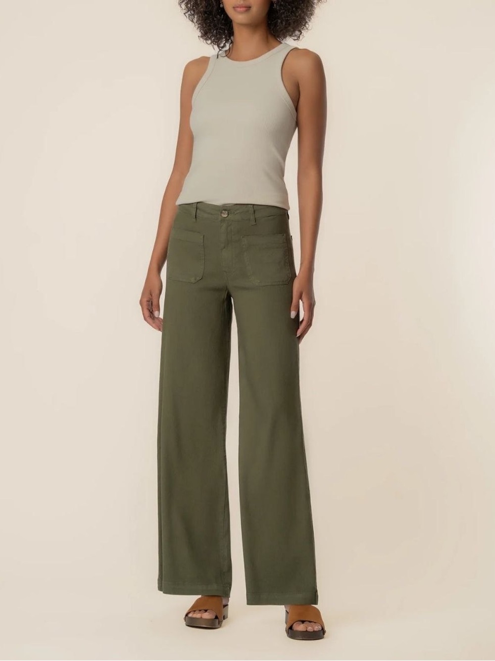 Anthropologie x Maeve The Colette  Wide Leg Pants Olive Green Size 25